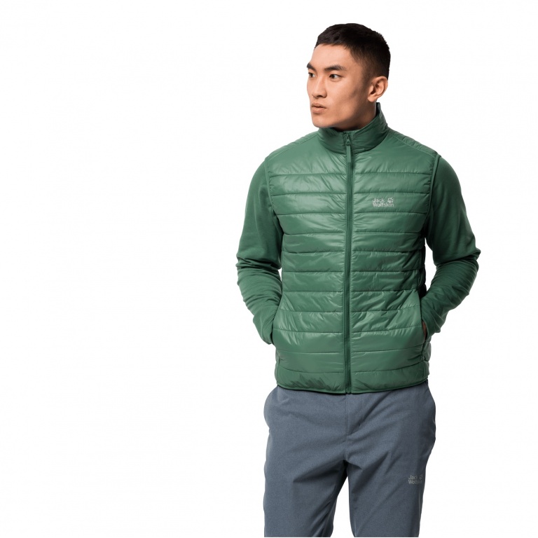 Jack Wolfskin Kamizelka Steppowa JWP (lekka, wiatroszczelna, ciepło wypełniona) szałwiowa męska